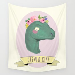 Clever Girl Dinosaur / Jurassic Park / Gift for Her / Boho Baby Animal Nursery Decor / Feminist Wall Tapestry