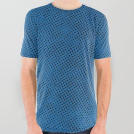 Blue - Black Dots Background All Over Graphic Tee
