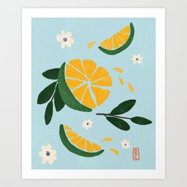 Cam Sahn - Vietnamese Citrus // Blue Art Print