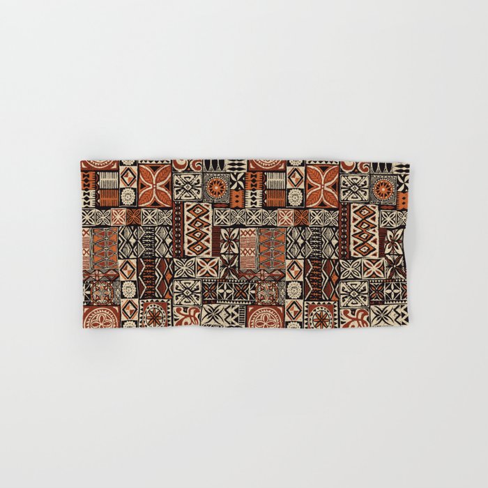 Hawaiian style tapa tribal fabric abstract patchwork vintage vintage pattern Hand & Bath Towel