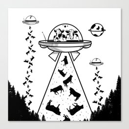 Alien cow abduction Canvas Print