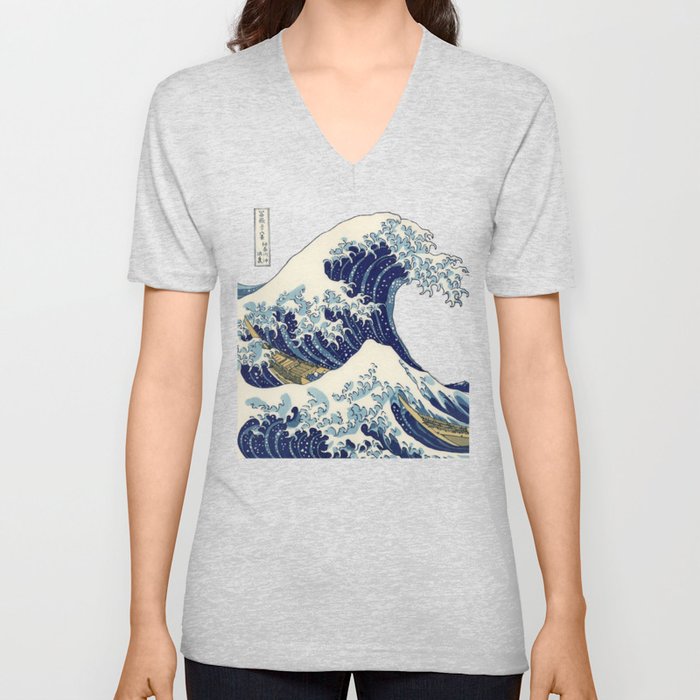 The Great Wave off Kanagawa V Neck T Shirt