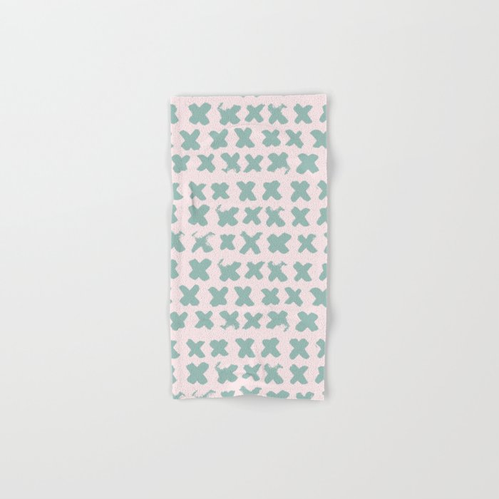 Contemporary X Paint Cross stich Pink Mint Pattern Hand & Bath Towel