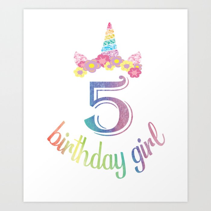 5th Birthday Girl Boys T Shirt 5 Years Old Party Gift Art Print By Grabitees Society6