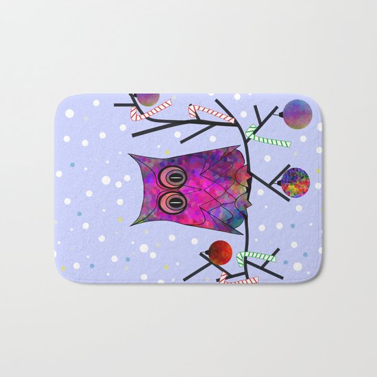 The Festive Owl Bath Mat