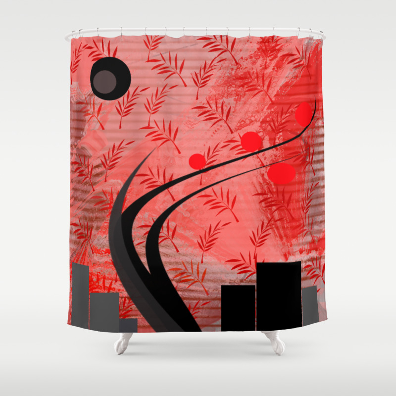 The Apple Tree Abstract Geometric Digital Painting Shower Curtain