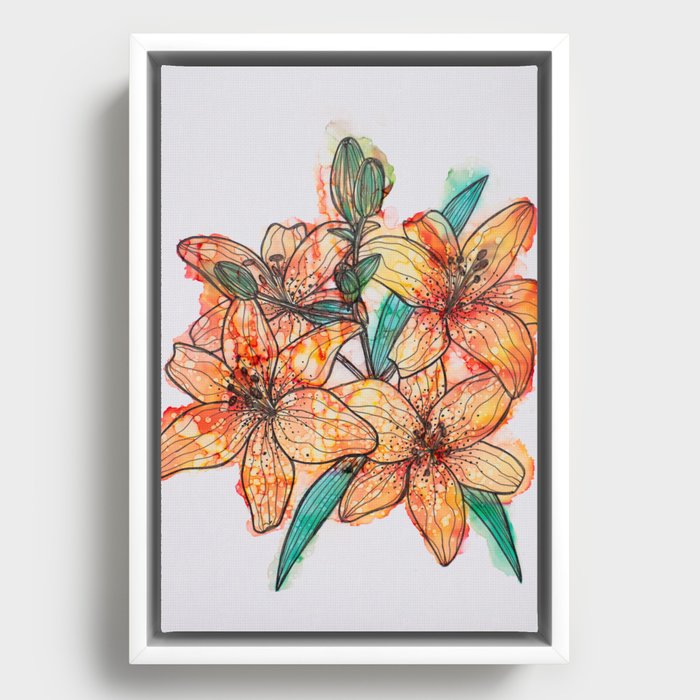 Tiger Lilies Framed Canvas