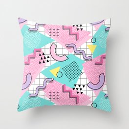 80's Memphis Active - Pink and Turquoise Throw Pillow