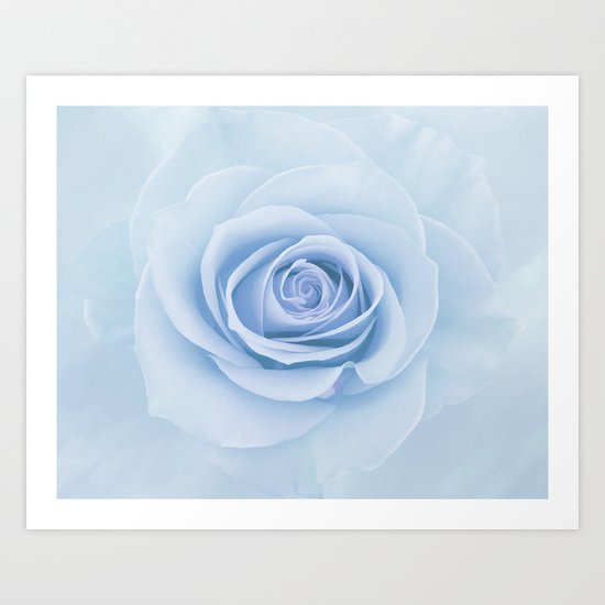 Soft Baby Blue Rose Abstract Art Print