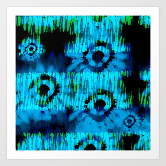 Blue and Green Tie Dye Art Print