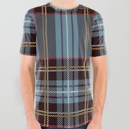 Blue and Brown Square Pattern All Over Graphic Tee