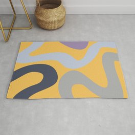 Colorful abstract waves - yellow, blue, grey, navy blue, purple Area & Throw Rug