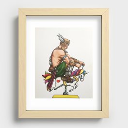 Viking on Unicorn Recessed Framed Print