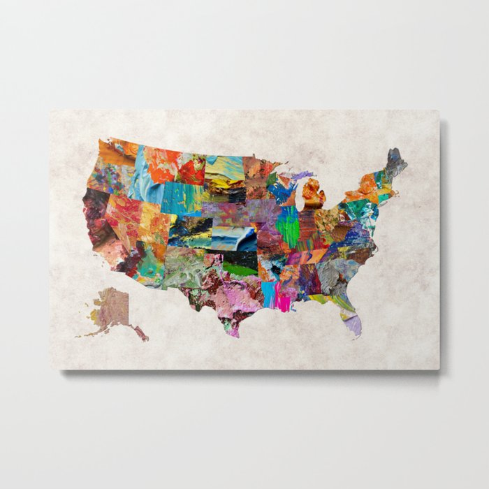 USA Map Metal Print