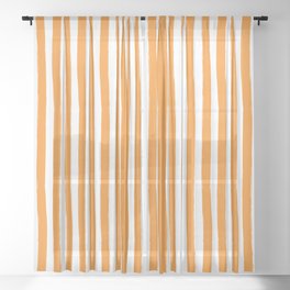 Orange and White Cabana Stripes Palm Beach Preppy Sheer Curtain