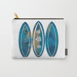 Blue and Gold Marble Surf Boards with Hibiscus Carry-All Pouch