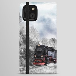 Vintage train,snow,winter art iPhone Wallet Case