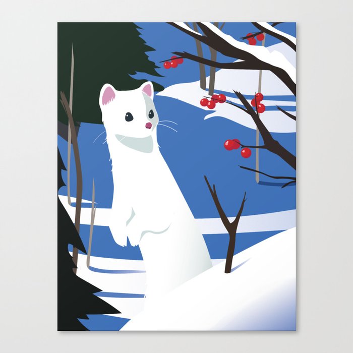Ermine in the Snow Canvas Print