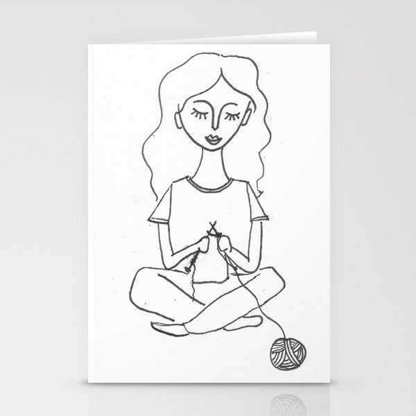 knitting in black and white Stationery Cards