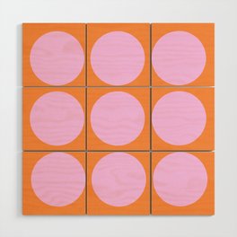 Retro Modern Fall 2022 Pink Polka Dots On Orange Wood Wall Art