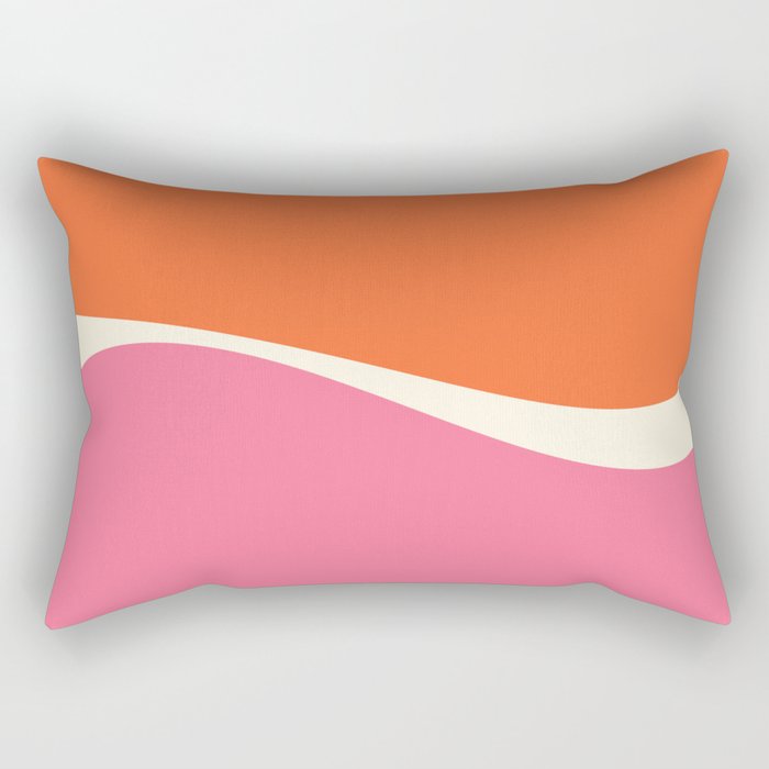 Simple Waves 2 - Pink, Orange and Cream Rectangular Pillow