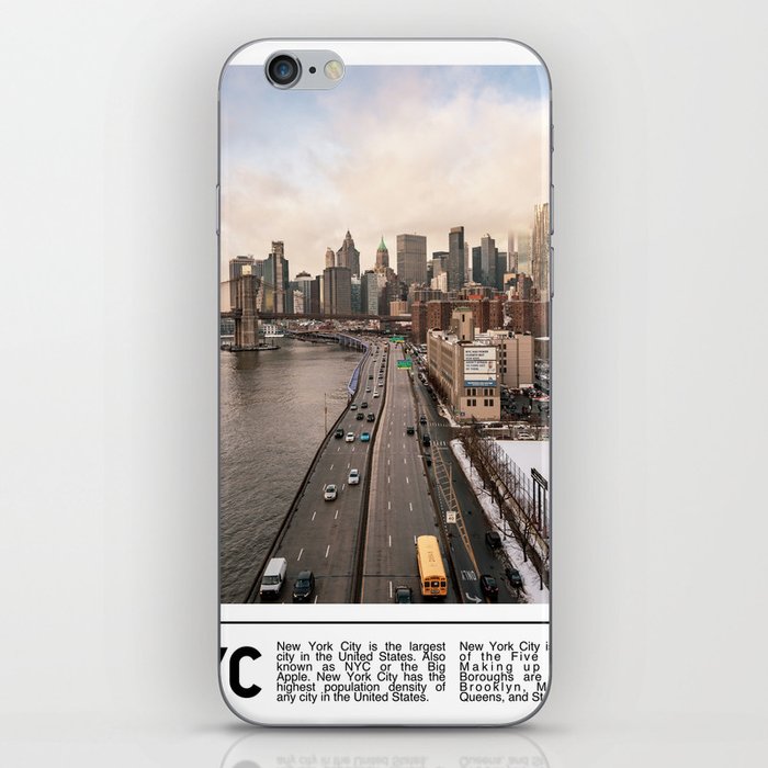 Minimalist NYC | Brooklyn Bridge and New York City Skyline iPhone Skin