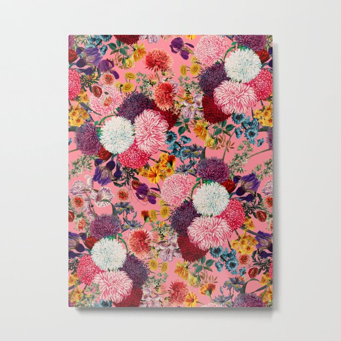 Floral Pink Pattern Metal Print