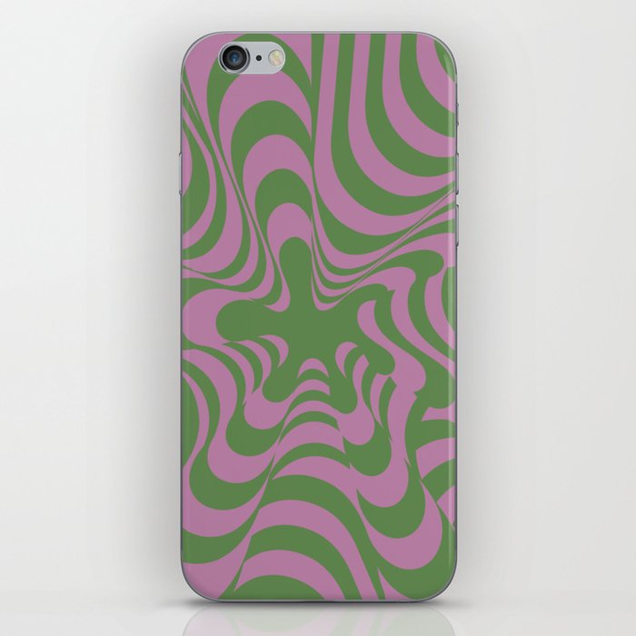 Abstract Groovy Retro Liquid-Swirl Green Purple Pattern iPhone Skin