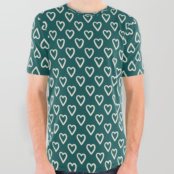 Blue and white hearts for Valentines day All Over Graphic Tee