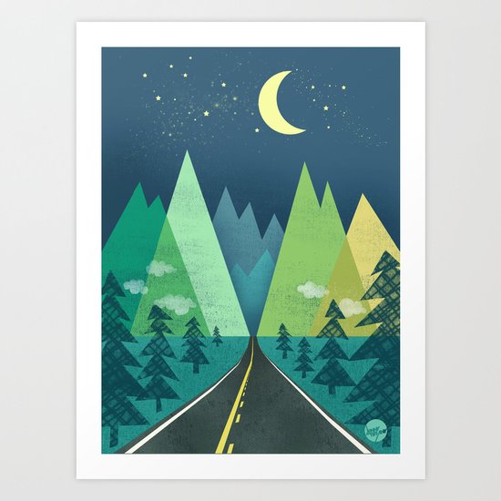 The Long Road at Night Art Print
