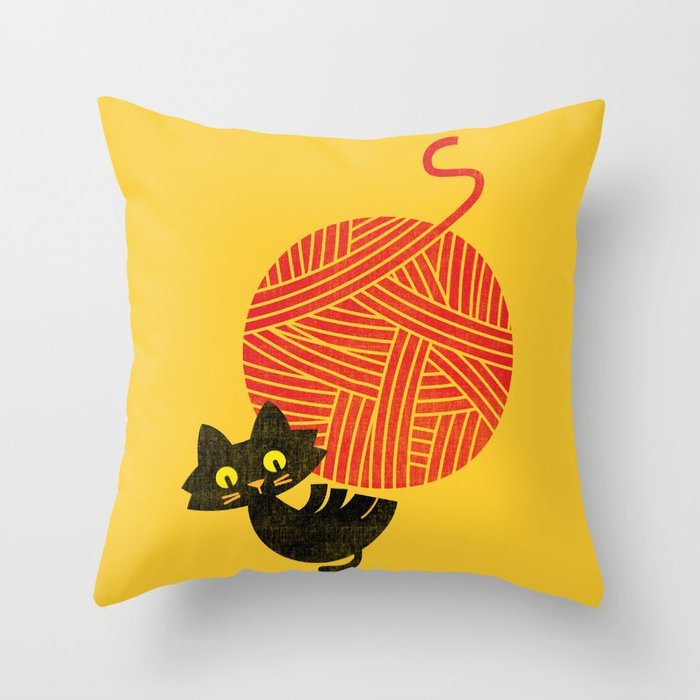 Fitz - Happiness (cat and yarn) Throw Pillow