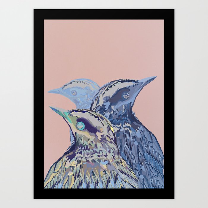 Digital Watercolor Birds Art Print