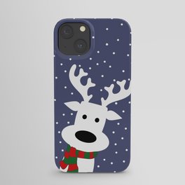 Reindeer in a snowy day (blue) iPhone Case