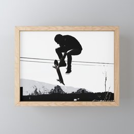 Flying High Skateboarder Framed Mini Art Print