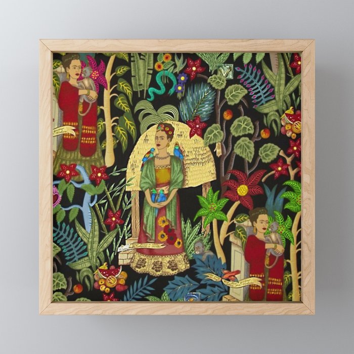Frida's Coyoacán Mexican Garden of Casa Azul - tropical greenery & floral  Framed Mini Art Print
