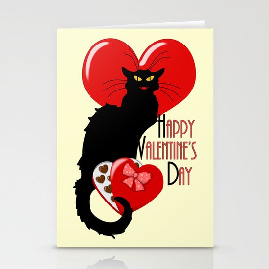 Le Chat Noir with Chocolate Candy Gift Stationery Cards