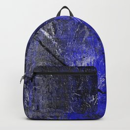 In The Dead Of Night - Textured Abstract In Blue, Black and White Backpack | Nature, Abstract, Collage, Painting 