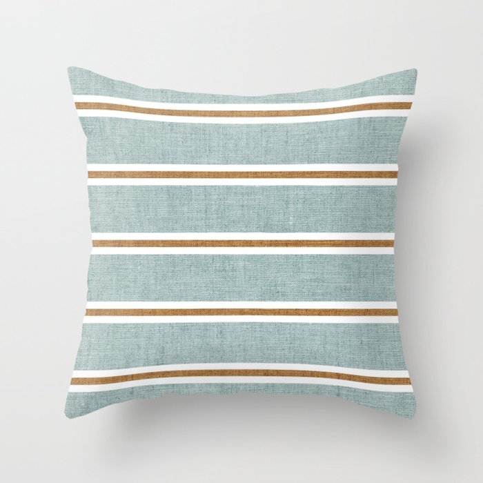 Cadence Stripes - dusty blue and rust Throw Pillow