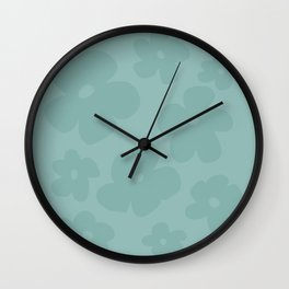 Blue Retro Flowers Wall Clock