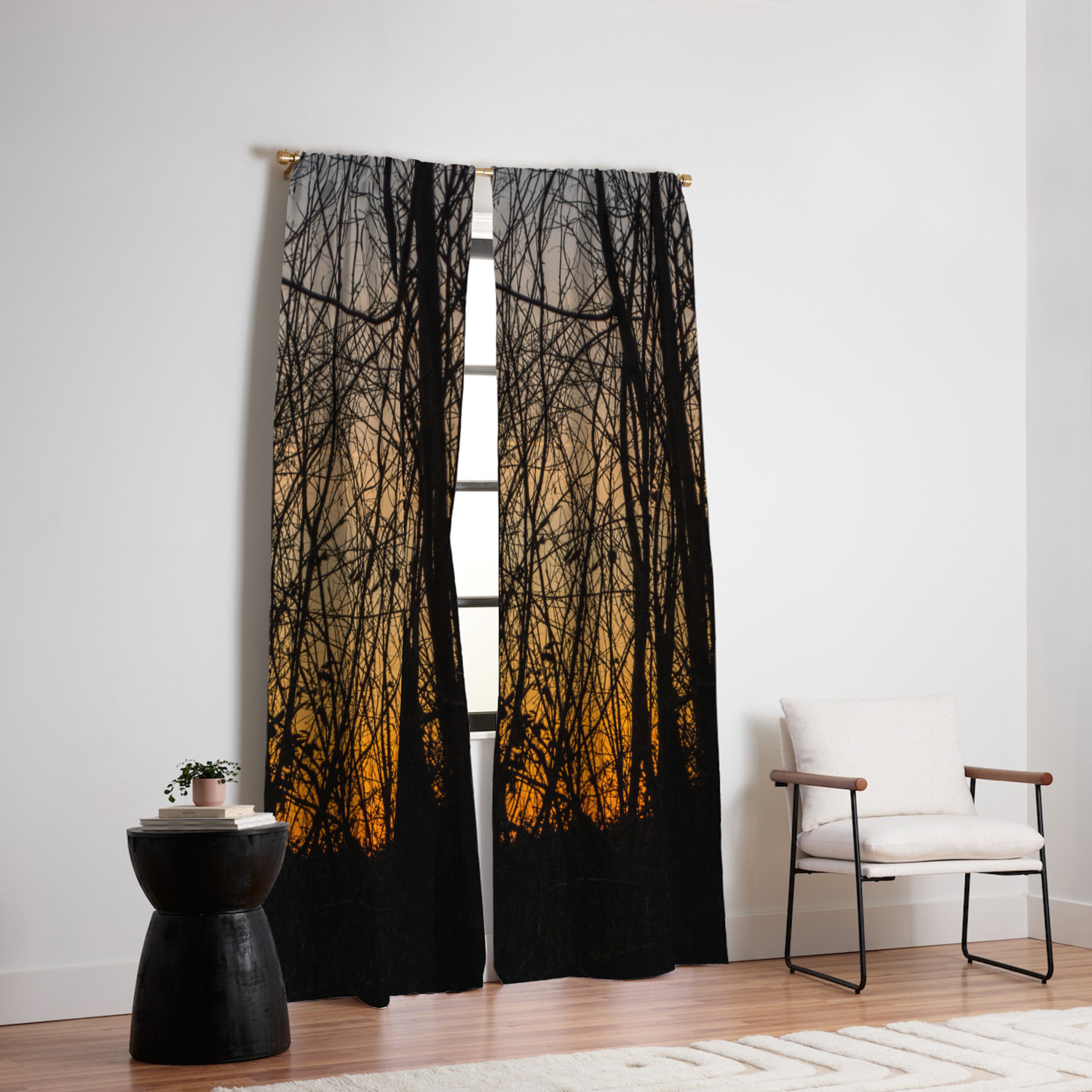 Winter Sunset Light Captured Through The Woods Blackout Curtain