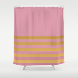 Solid Blush Pink and Gold Stripes Split in Horizontal Halves Shower Curtain