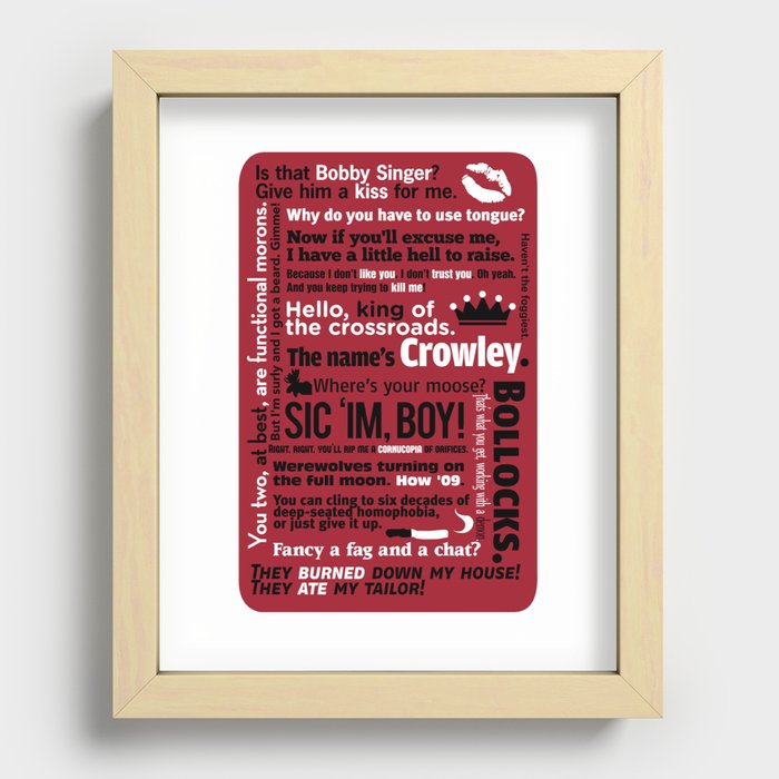 Supernatural - Crowley Quotes Recessed Framed Print