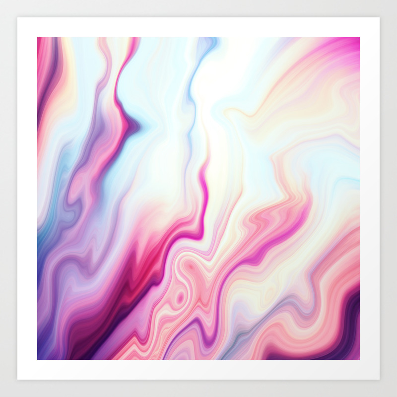 Pretty Pink Purple White Abstract Agate Art Print By
