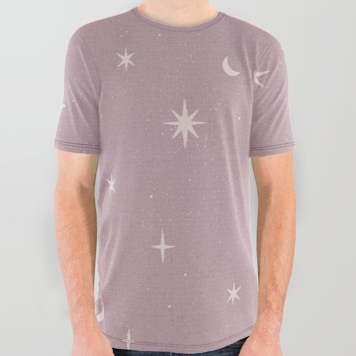 Starry night pattern Burnished Lilac All Over Graphic Tee