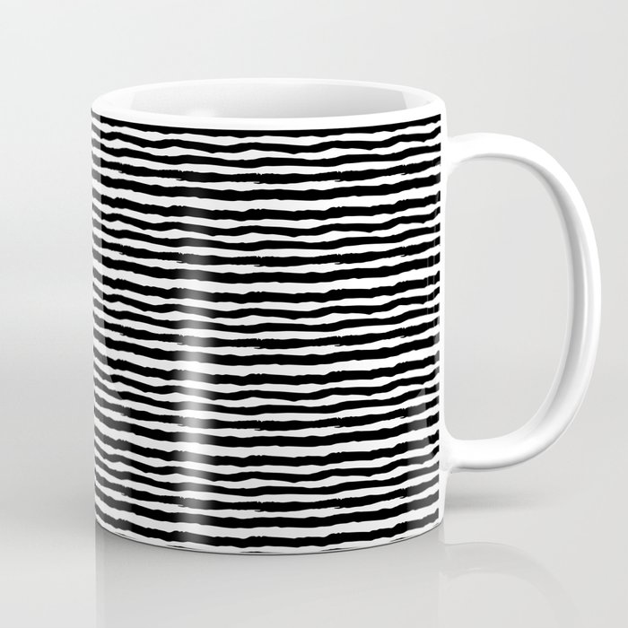 Black Painted Squiggly Lines on White Coffee Mug