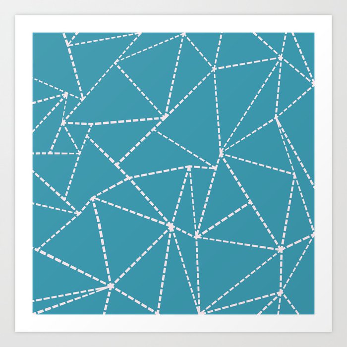Ab Dotted Lines Pink on Blue Art Print