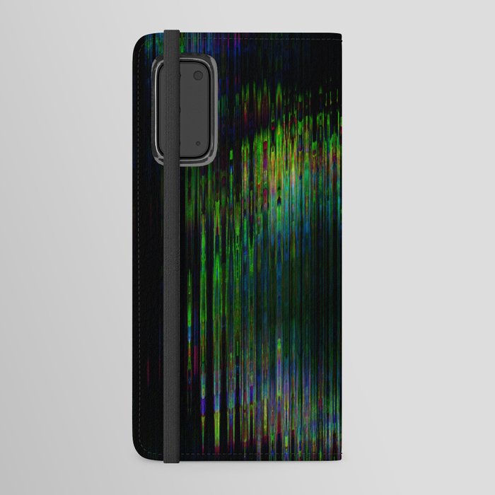 Digital green glitch Android Wallet Case