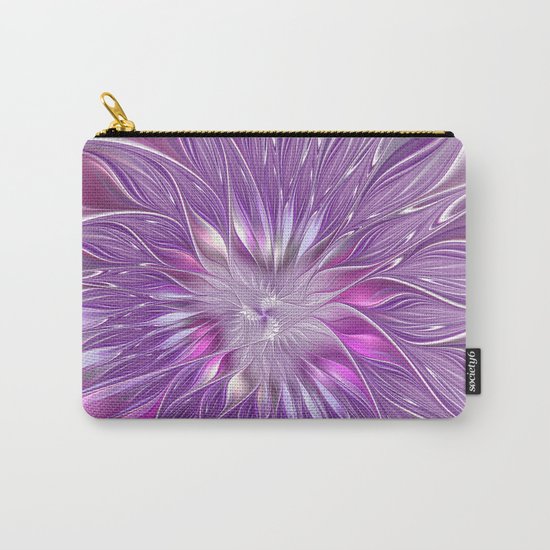 Pink Flower Passion, Abstract Fractal Art Carry-All Pouch