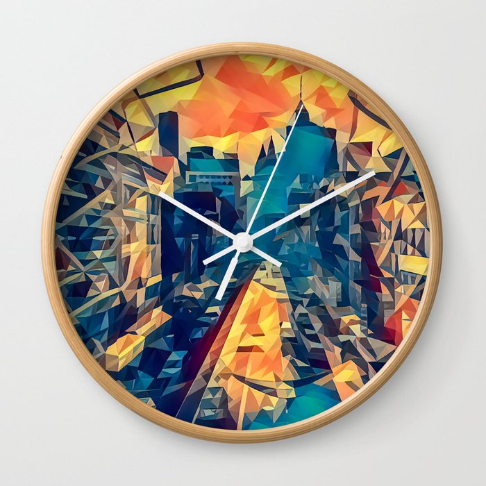New York City skyline and Chinatown neighborhood in Manhattan Wall Clock