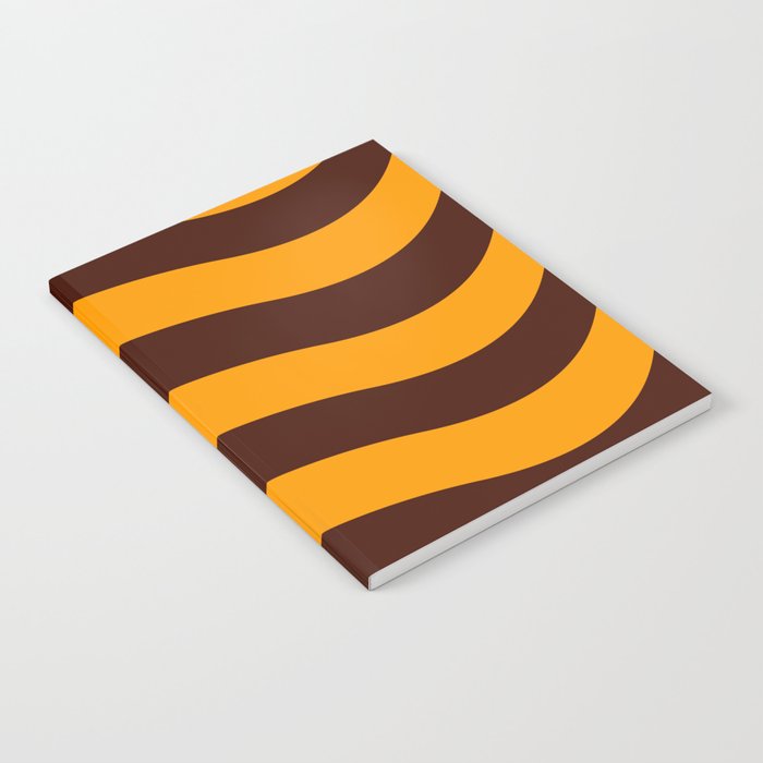 Retro Style Minimal Lines Background - Orange and Black Bean Notebook
